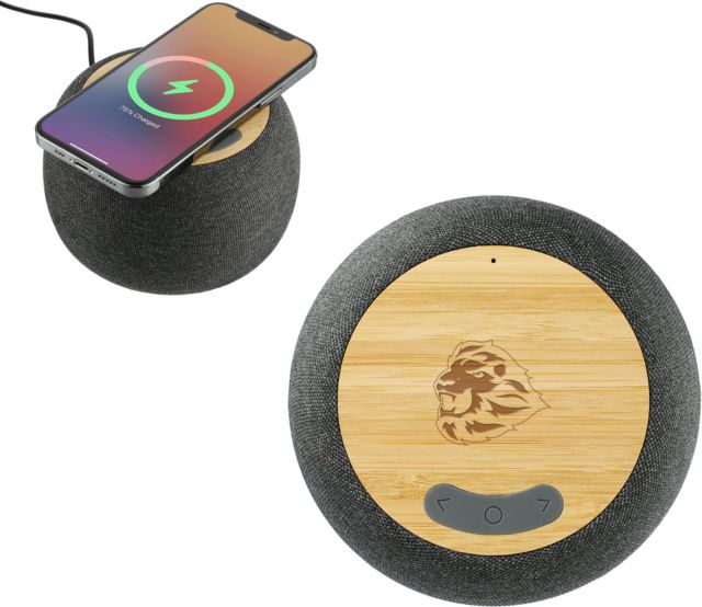 St. Thomas Garm Fabric and Bamboo Speaker with Wireless Charging UST Primary Mark Engraved - ONLINE ONLY